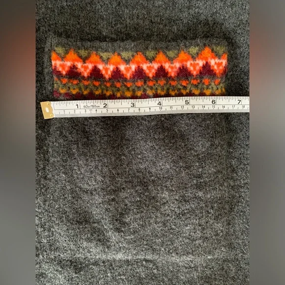 Old Navy Cardigan Open Front Dark Gray with Aztec Trim Detail Pockets Medium - Picture 12 of 13